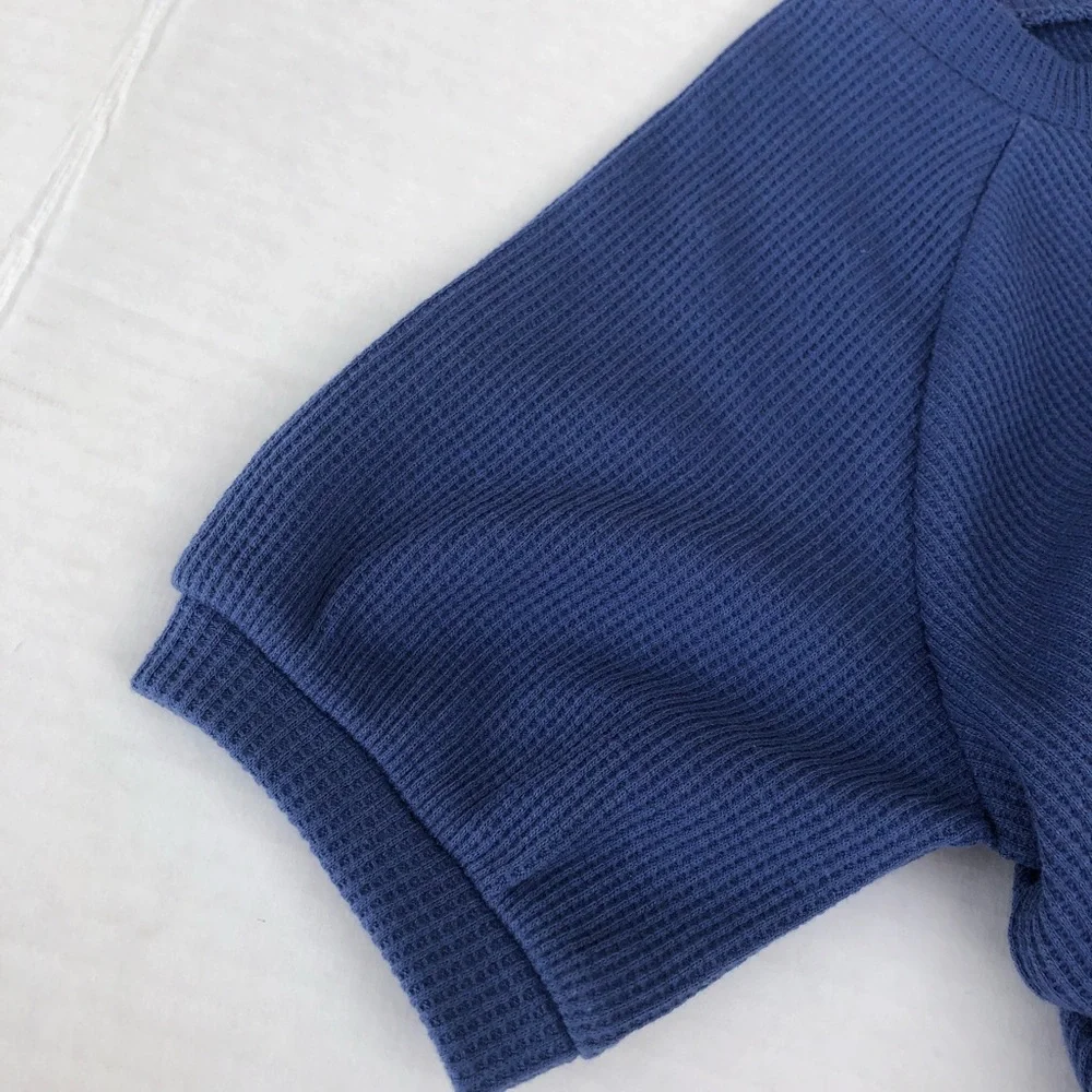 Toddler girl’s smoky blue thermal cinched hem-top and shorts set